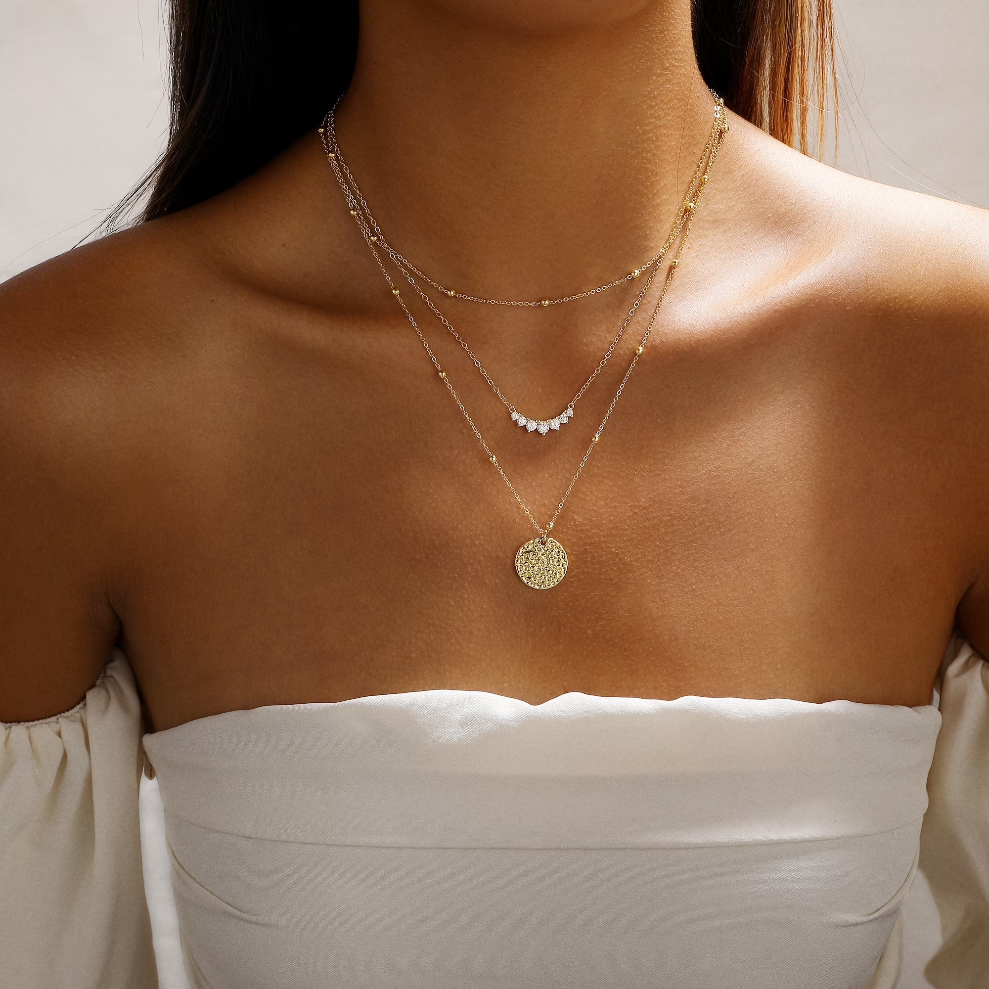 Layered Gold/Silver Plated Necklaces Stackable Stack 14K Real Gold Plated Silver Chain Layering Pendant Necklaces Fashionable Trendy Accessories for Graduation Wedding Jewelry Gifts