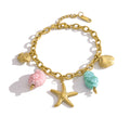 New in Stainless Steel Ocean Necklace Bracelet for Women Vintage 18K Gold Plated Beach Holiday Waterproof Jewelry