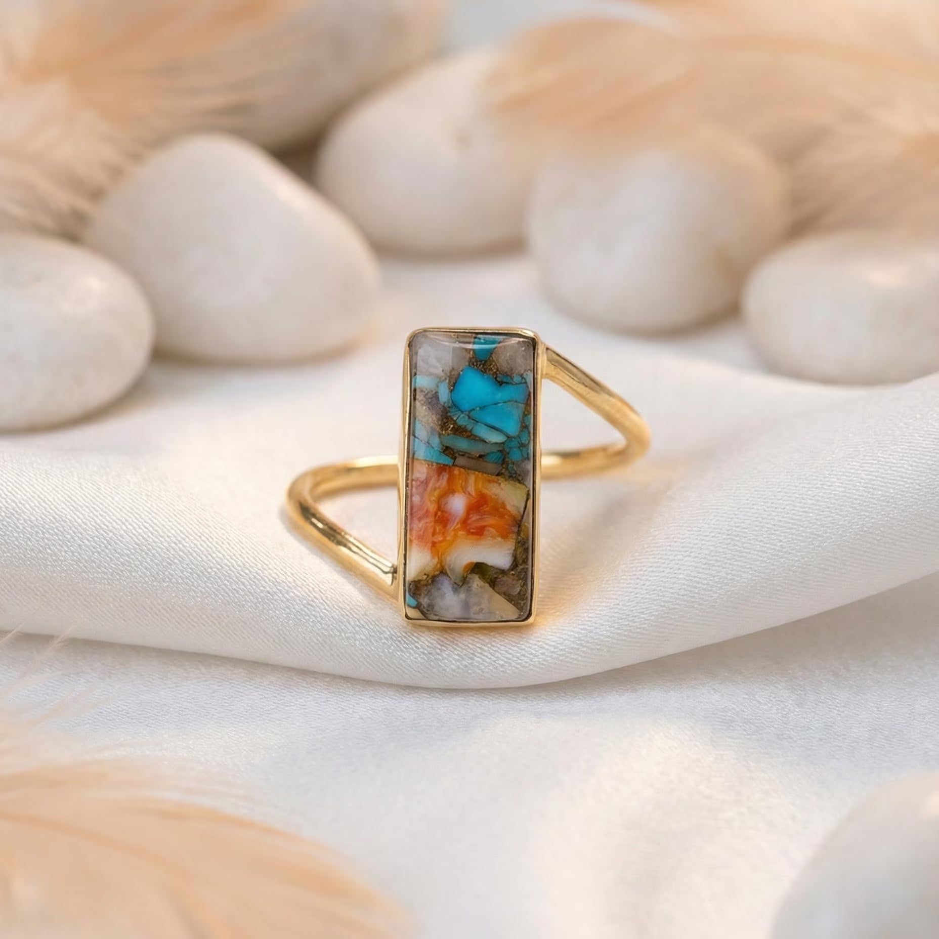 Natural Turquoise Ring, 14K Gold Ring, 925 Sterling Silver Ring, December Birthstone Ring, Turquoise Jewelry, Valentines Day Gift
