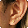 3 Pairs 18K Gold Plated Moon Stud Earrings for Women Hypoallergenic Small Cartilage Post Earring Sets Birthday Graduation Jewelry Gifts Teen Her Mom Girlfriend Female Lady Wife Adults Ideas