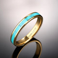 Turquoise Inlay Gold Tungsten Ring, Yellow Gold Tungsten Wedding Ring,Turquoise Wedding Band,4Mm Promise Ring,Unisex Band,Anniversary Gift
