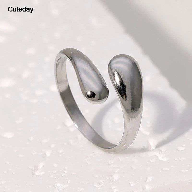 Stainless Steel Geometric Fashion Ring Gold Plated Waterproof Fashion Jewelry Unisex 2023 NEW