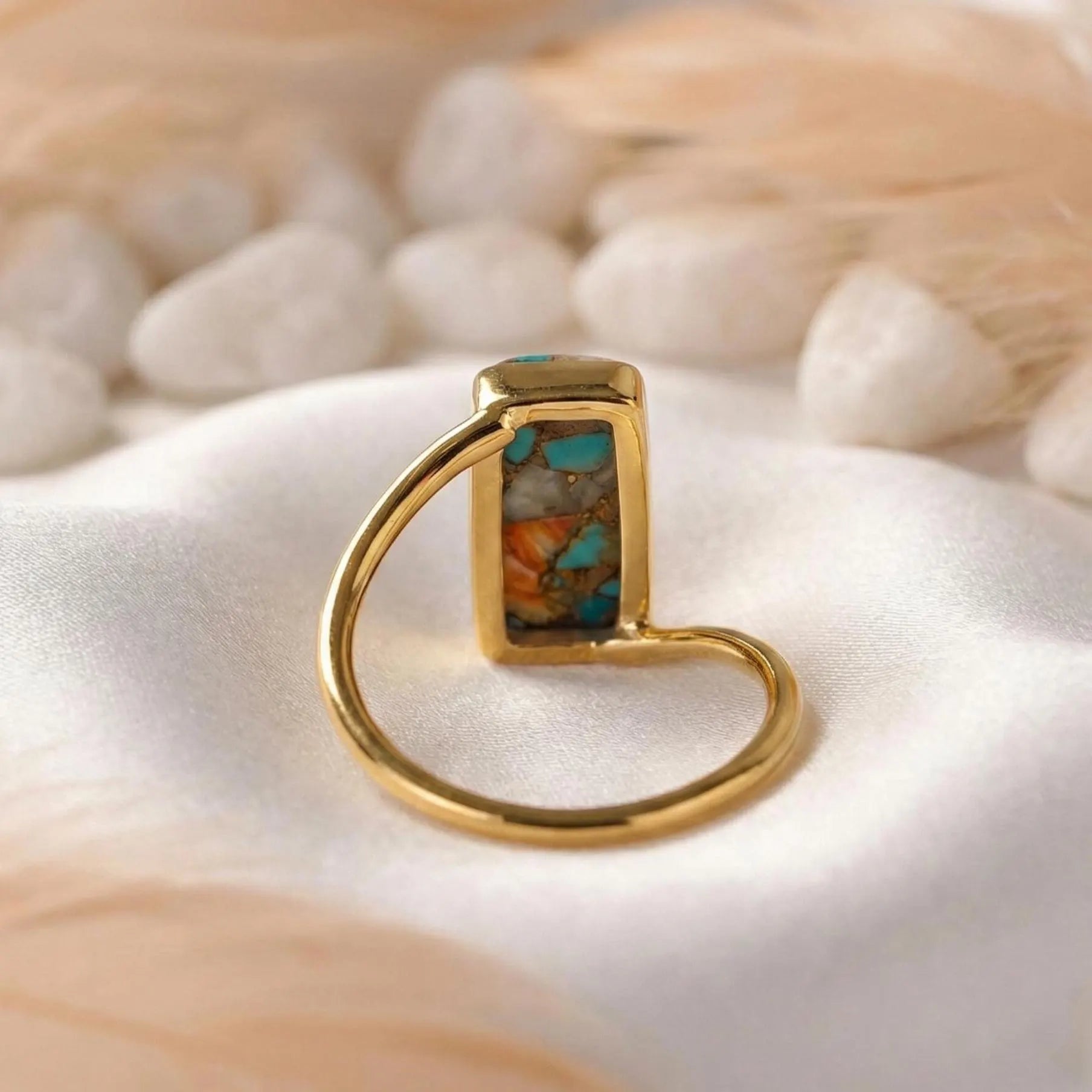Natural Turquoise Ring, 14K Gold Ring, 925 Sterling Silver Ring, December Birthstone Ring, Turquoise Jewelry, Valentines Day Gift