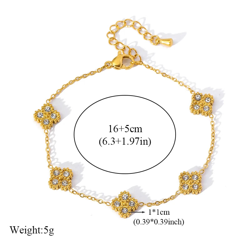316L Stainless Steel Flower Clover Zircon Bracelet for Women Girl 2025 Newtrendy Wrist Chain Waterproof Jewelry Gift
