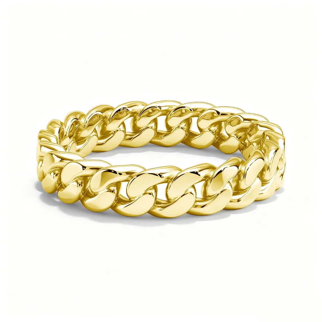 14K Gold Filled Chunky Chain Ring Retro Woven Link Statement Ring for Women Men Unisex Hypoallergenic Fashion Wedding Jewelry