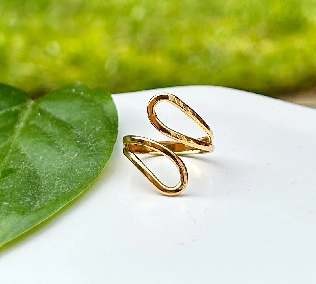 Waterproof Gold Ring, Minimalist Ring Band, Gold Stacking Ring, Non Tarnish, Bypass Ring