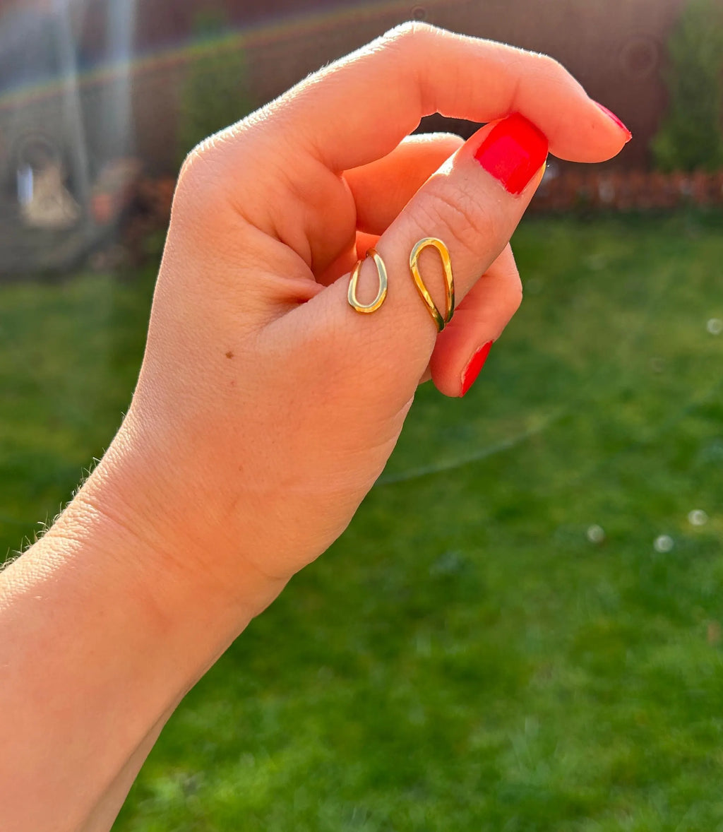 Waterproof Gold Ring, Minimalist Ring Band, Gold Stacking Ring, Non Tarnish, Bypass Ring