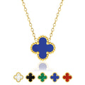Blue Flower Pendant Necklace in Yellow Gold Plated