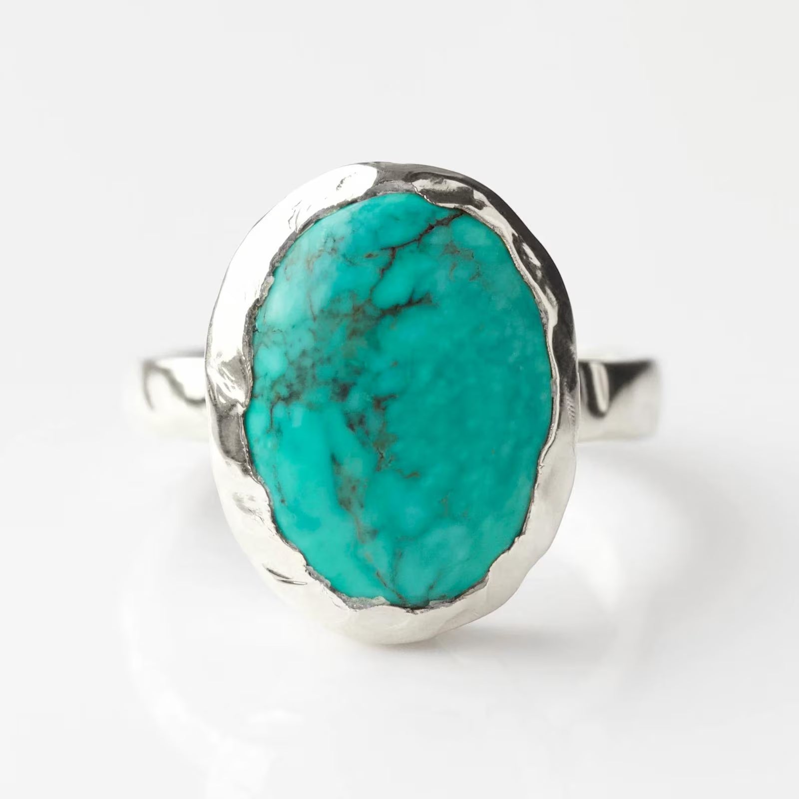 Yellow Gold Natural Turquoise Ring, 14K Gold Boho Jewelry, Statement Vintage Style Ring, Gift for Her, Unique Bridal or Engagement Rings
