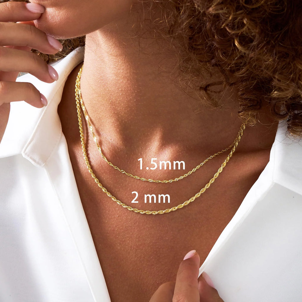 DORANA 18K Gold Plated Chains for Women 1.5Mm/2Mm Non Tarnish Twist Rope Necklace Birthday Mothers Day Graduation Jewelry Gifts Teen Mom Her Adult Lady Girlfriend Wife Age Ideas 16/18/20/22/24 Inch