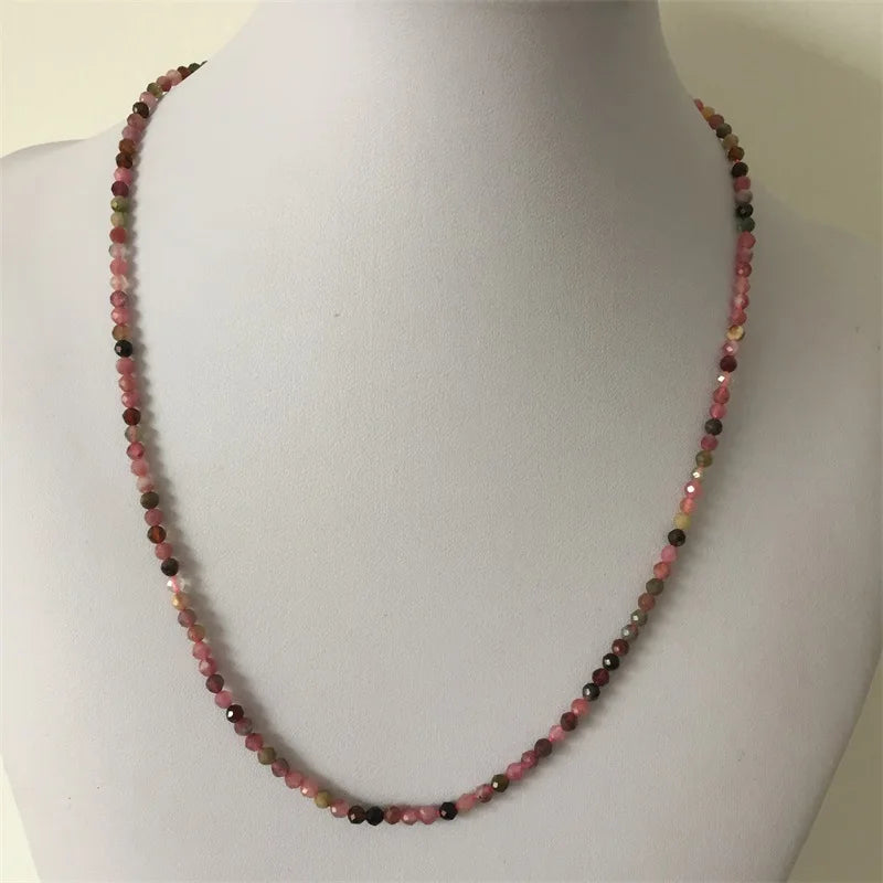 Real Raw Faceted Amethyst Tsavorite Rubellite Tourmaline Turquoise Reiki Chakra Natural Stone Necklace Women Jewelry