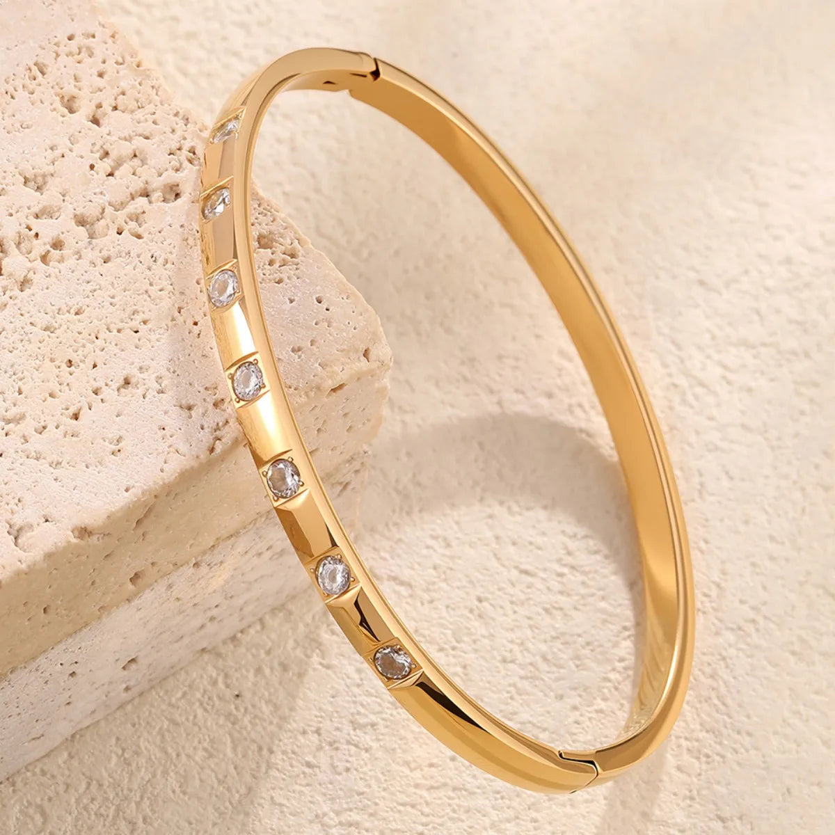 Personality 18K Gold Plated Stainless Steel Cubic Zircon Bracelet for Women Waterproof Fashion Jewelry Gift