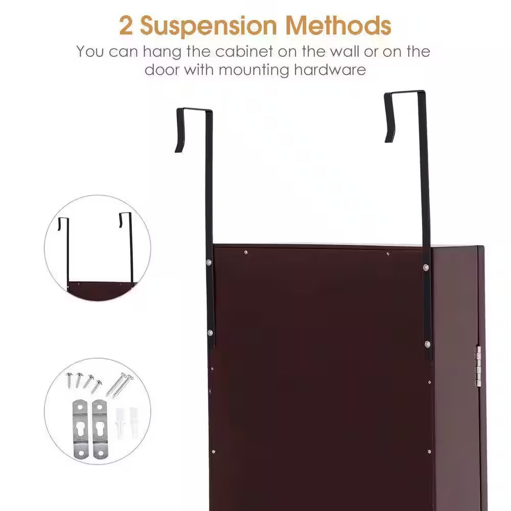 53 In. Dark Brown MDF Jewelry Boxes, Jewelry Organizer with Mirror
