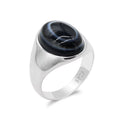 925 Sterling Silver Men Ring with Turquoise/Lapis Lazuli/Agate/Malachite/Onyx/Phoenix Stone Simple Jewelry to Male Women Gift