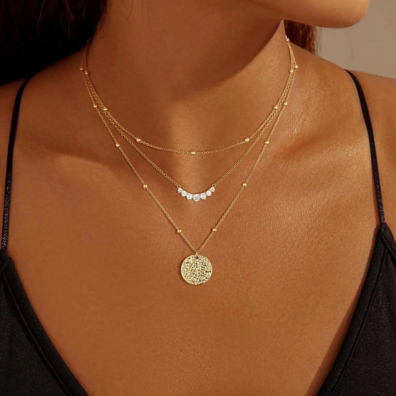 Layered Gold/Silver Plated Necklaces Stackable Stack 14K Real Gold Plated Silver Chain Layering Pendant Necklaces Fashionable Trendy Accessories for Graduation Wedding Jewelry Gifts