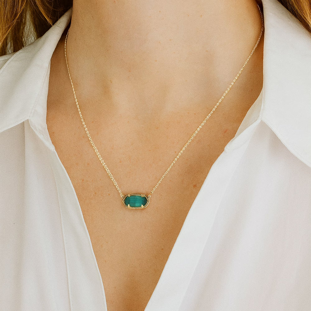 Elisa Emerald Cat'S Eye Pendant Necklace