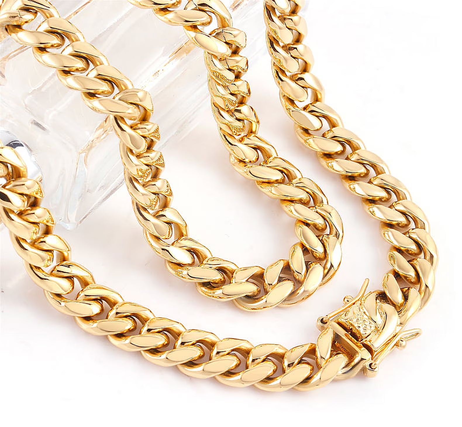 Cuban Link Chain Necklace Gold Stainless Steel Hip Hop Men Women