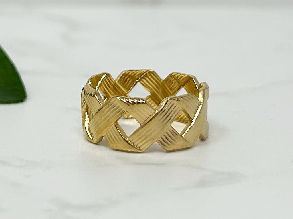 Waterproof Gold Ring, Adjustable Open Ring, Gold Thumb Ring, Tarnish Free Ring, Minimalist Jewellery, Stacking Rings, Twisted Rope Ring