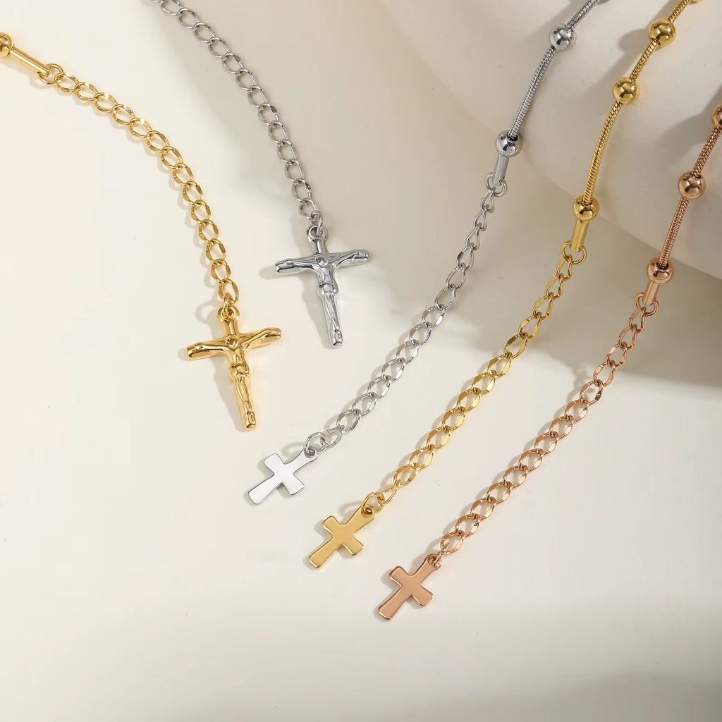 Divine Grace Rosary Bracelet – Faith Woven in Golden Beauty