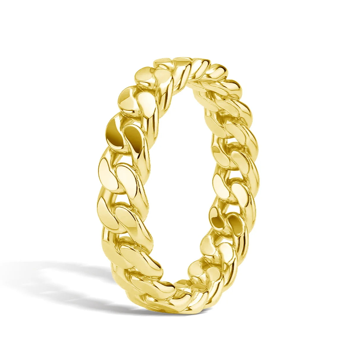 14K Gold Filled Chunky Chain Ring Retro Woven Link Statement Ring for Women Men Unisex Hypoallergenic Fashion Wedding Jewelry
