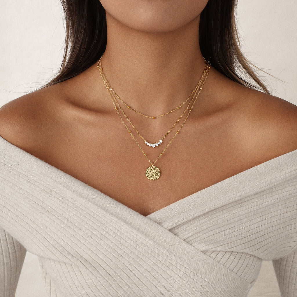 Layered Gold/Silver Plated Necklaces Stackable Stack 14K Real Gold Plated Silver Chain Layering Pendant Necklaces Fashionable Trendy Accessories for Graduation Wedding Jewelry Gifts