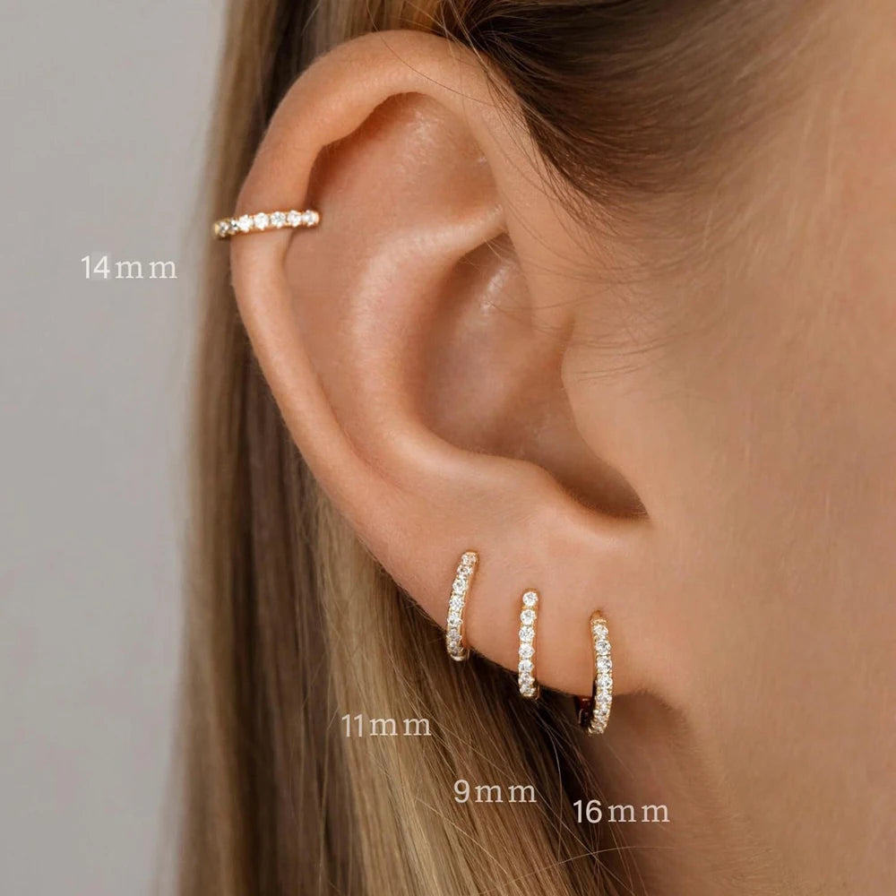 4 Pcs Small Gold Hoop Earrings Set Women 14K Gold Plated Tiny Dainty Lightweight CZ Huggie Earrings Cartilage Earring Jewelry
