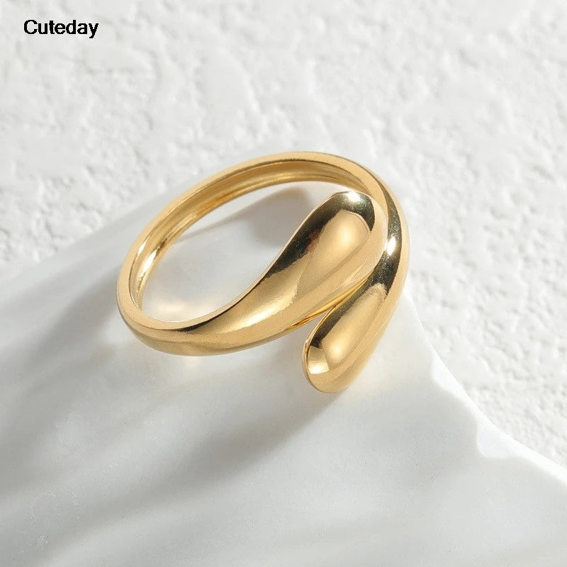 Stainless Steel Geometric Fashion Ring Gold Plated Waterproof Fashion Jewelry Unisex 2023 NEW