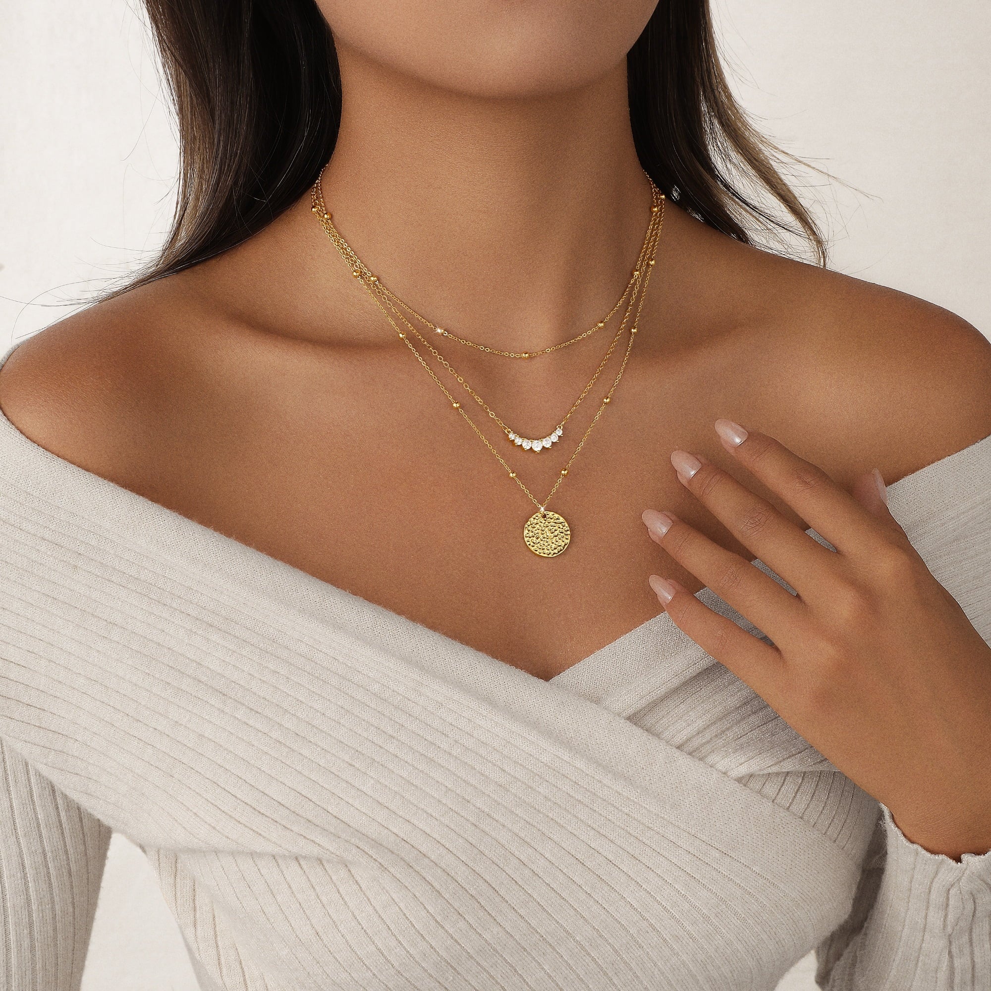 Layered Gold/Silver Plated Necklaces Stackable Stack 14K Real Gold Plated Silver Chain Layering Pendant Necklaces Fashionable Trendy Accessories for Graduation Wedding Jewelry Gifts