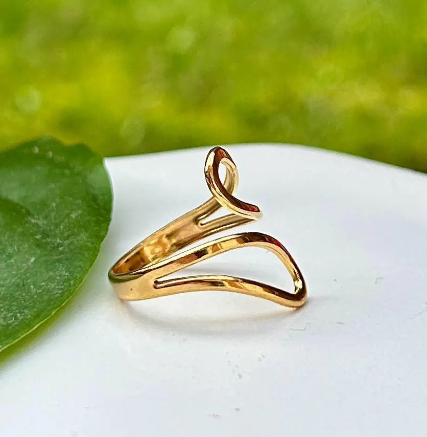Waterproof Gold Ring, Minimalist Ring Band, Gold Stacking Ring, Non Tarnish, Bypass Ring
