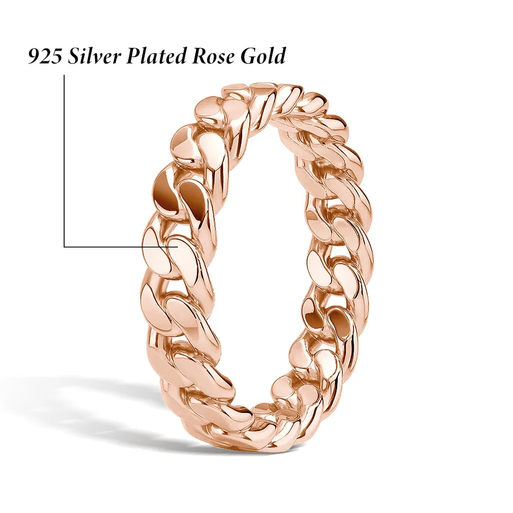 14K Gold Filled Chunky Chain Ring Retro Woven Link Statement Ring for Women Men Unisex Hypoallergenic Fashion Wedding Jewelry