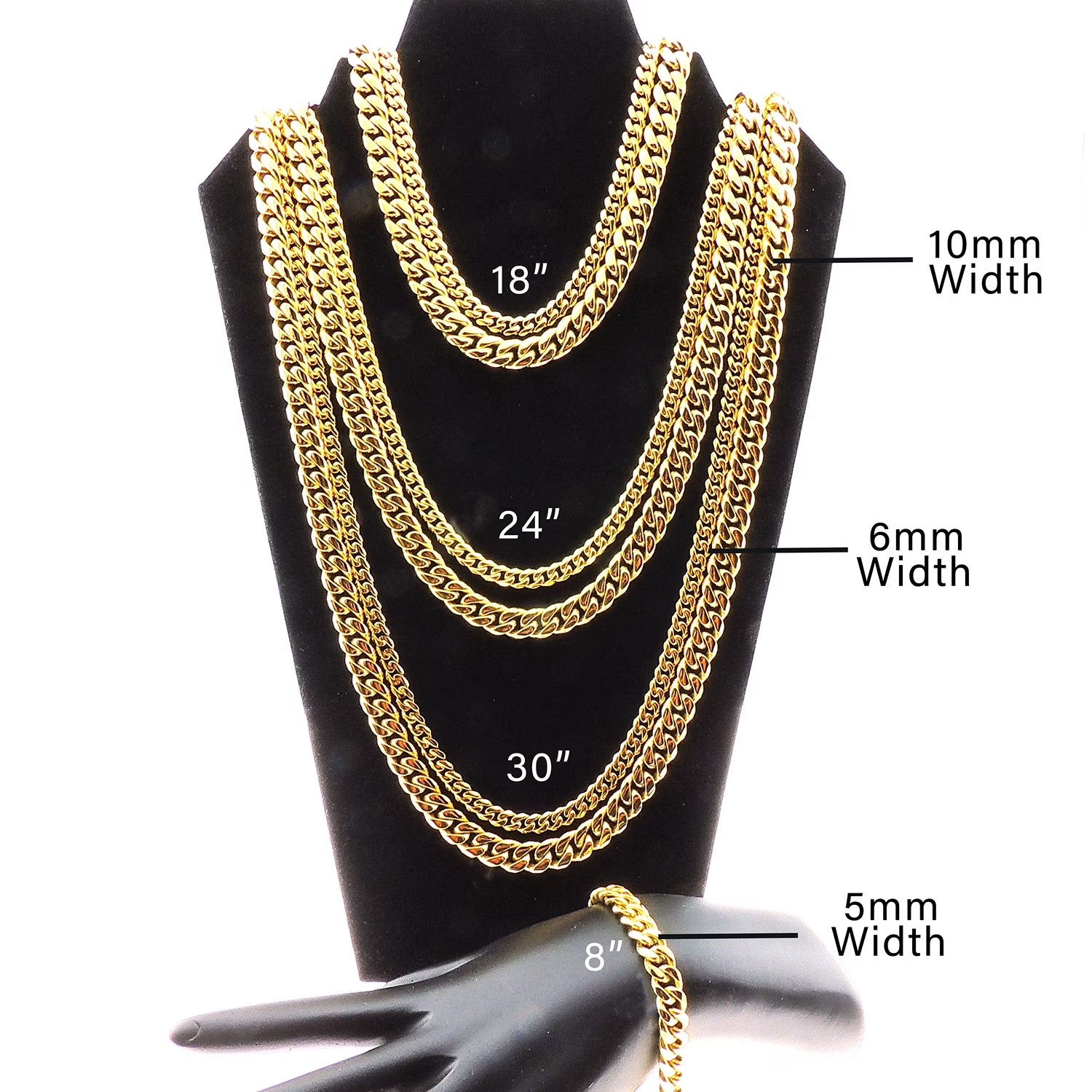 Cuban Link Chain Necklace Gold Stainless Steel Hip Hop Men Women