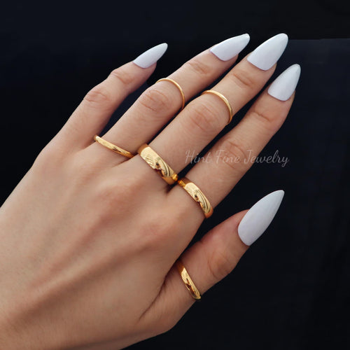 Waterproof- Gold Stainless Steel Band Rings, Stackable Rings, Dainty Gold Rings, Super Thin Gold Ring, Delicate Ring, Gift for Her