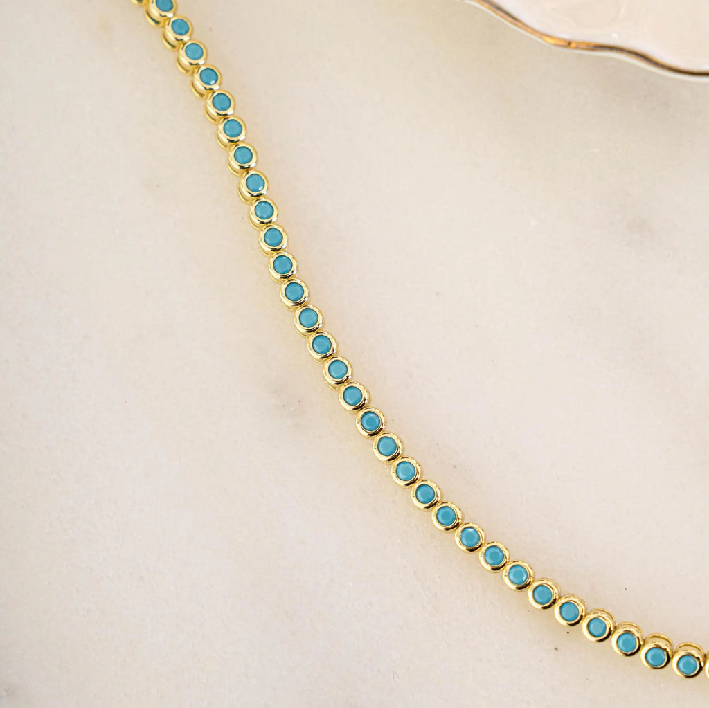 Turquoise Tennis Bracelet, Turquoise Jewelry, Gemstone Bracelet, Gift for Her, Gold Bracelet, Silver Bracelet, Turquoise Bracelet