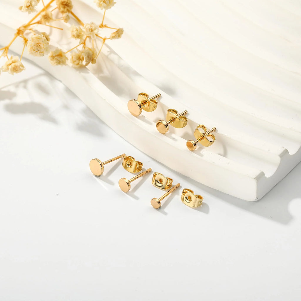 3 Pairs 18K Gold Plated round Stud Earrings for Women Hypoallergenic Small Cartilage Post Earring Sets Birthday Graduation Jewelry Gifts Teen Her Mom Girlfriend Female Lady Wife Adults Ideas