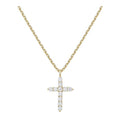 18K Yellow Gold Created White Sapphire Petite Cross Necklace Plated