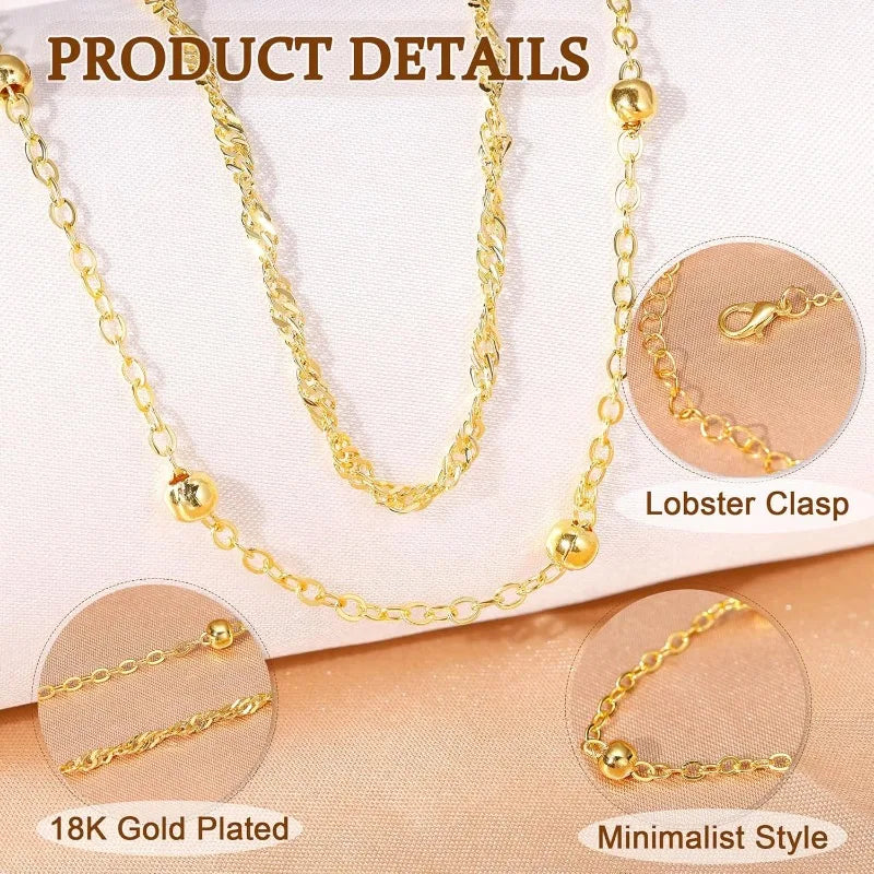 2Pcs 18K Gold Plated Waist Chains for Women Layered Belly Chains Pearl Beaded Chains for Waist Sexy Bikini Summer Beach Jewelry