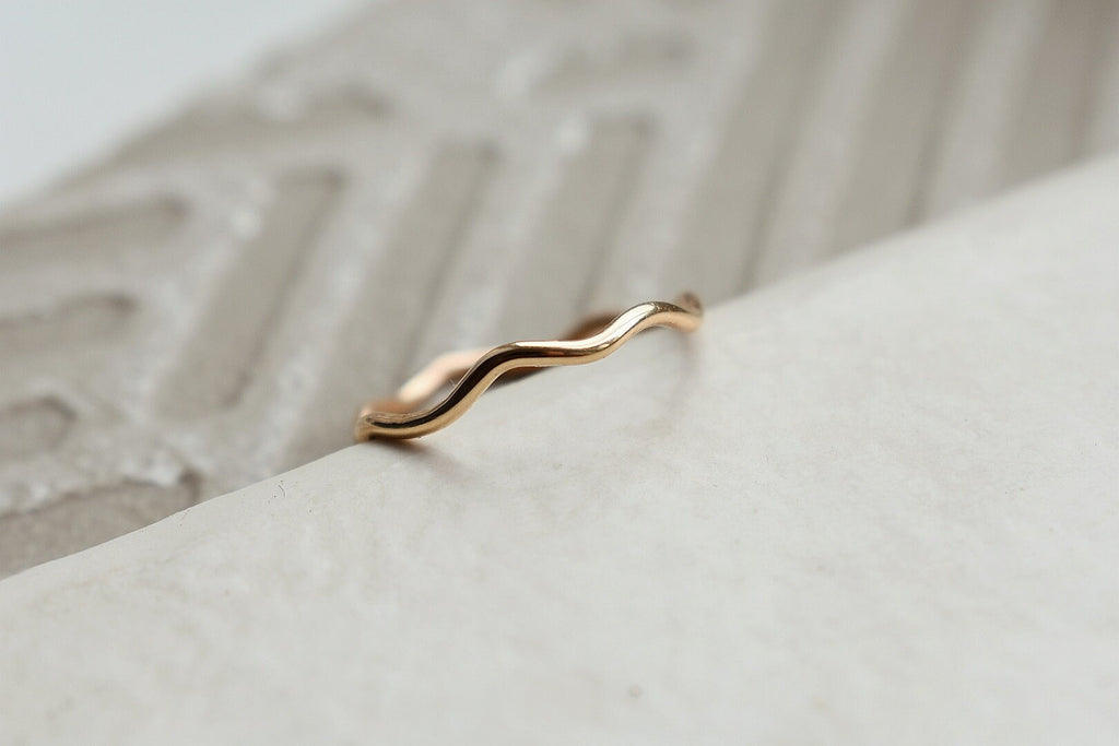 14K Gold Filled Wavey Wing, Gift for Her, Gold Thin Wave Ring, Gold Stacker Ring, Anniversary Gift, Gold Minimal Stacker Ring