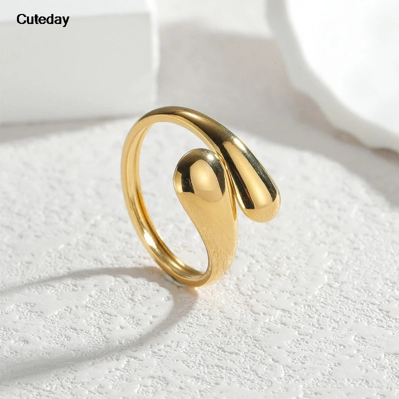 Stainless Steel Geometric Fashion Ring Gold Plated Waterproof Fashion Jewelry Unisex 2023 NEW