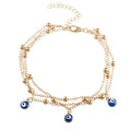 Fashion Jewelry Silver or Gold Tone Turkish Evil Eye Beads Anklet