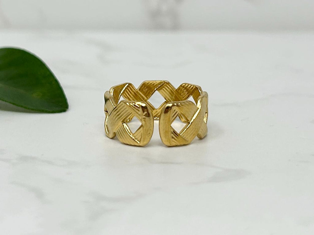 Waterproof Gold Ring, Adjustable Open Ring, Gold Thumb Ring, Tarnish Free Ring, Minimalist Jewellery, Stacking Rings, Twisted Rope Ring