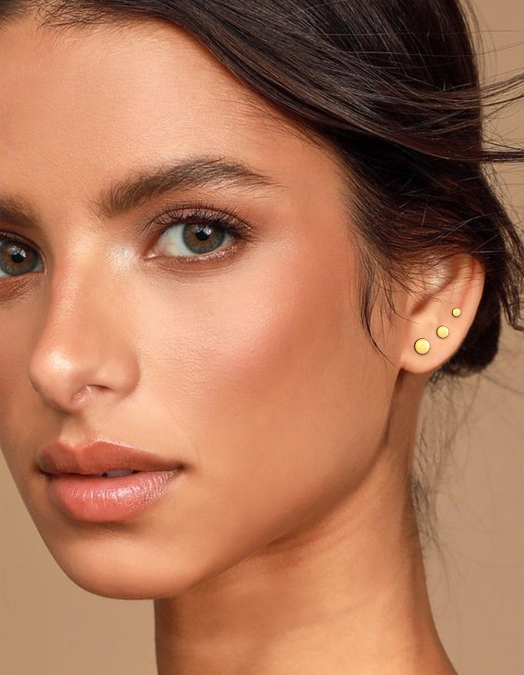 3 Pairs 18K Gold Plated round Stud Earrings for Women Hypoallergenic Small Cartilage Post Earring Sets Birthday Graduation Jewelry Gifts Teen Her Mom Girlfriend Female Lady Wife Adults Ideas