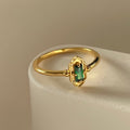 Dainty 18K Gold Vermeil Emerald Ring | Waterproof | Hypoallergenic | Promise Ring | Gift for Her | Love Gift | Engagement | Proposal