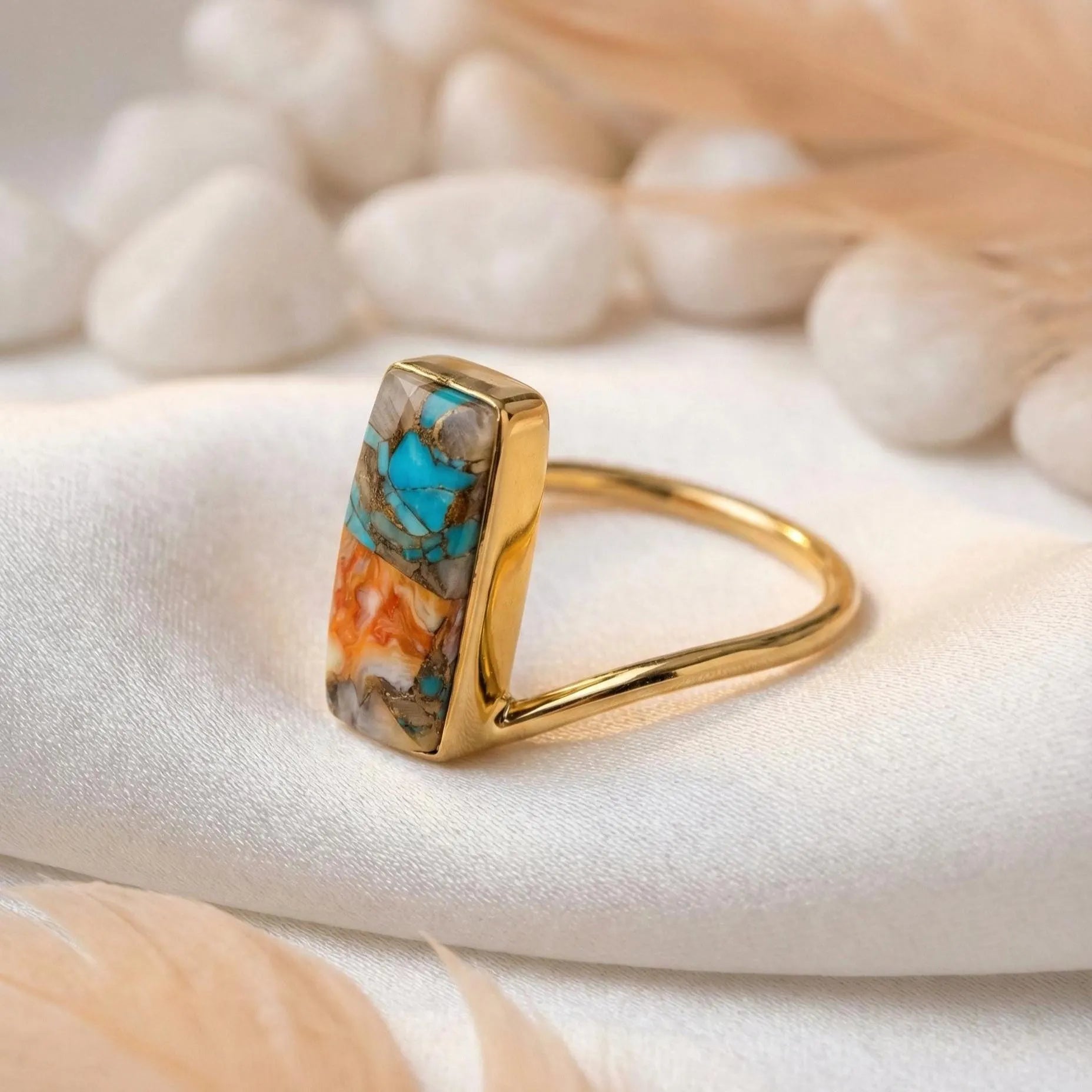 Natural Turquoise Ring, 14K Gold Ring, 925 Sterling Silver Ring, December Birthstone Ring, Turquoise Jewelry, Valentines Day Gift