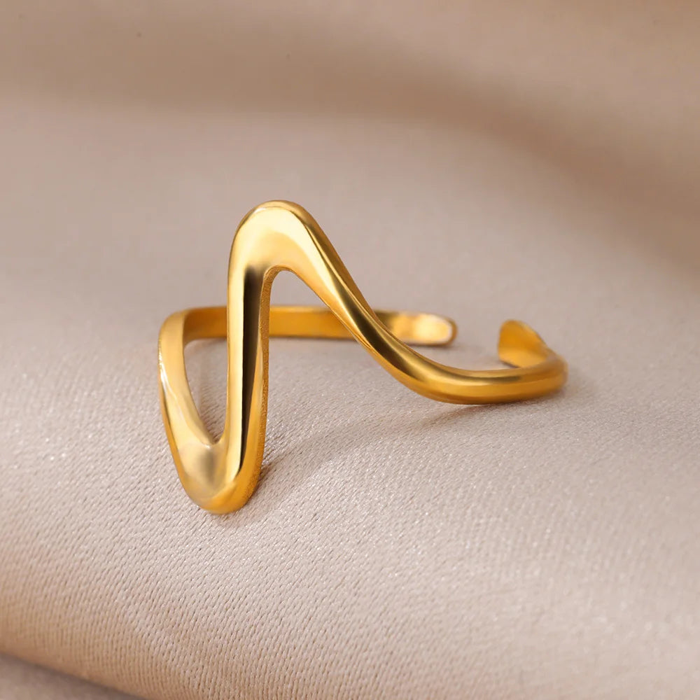 Stainless Steel Rings for Women Waterproof Open Gold Color Ring Wedding Couple Band Jewelry Gifts Free Shipping Items Anillos