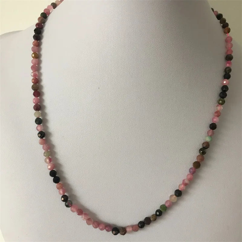 Real Raw Faceted Amethyst Tsavorite Rubellite Tourmaline Turquoise Reiki Chakra Natural Stone Necklace Women Jewelry