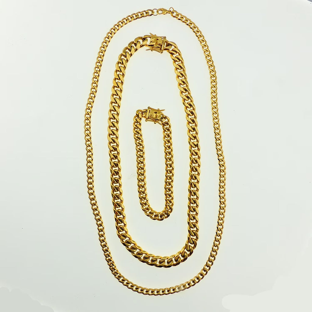 Cuban Link Chain Necklace Gold Stainless Steel Hip Hop Men Women