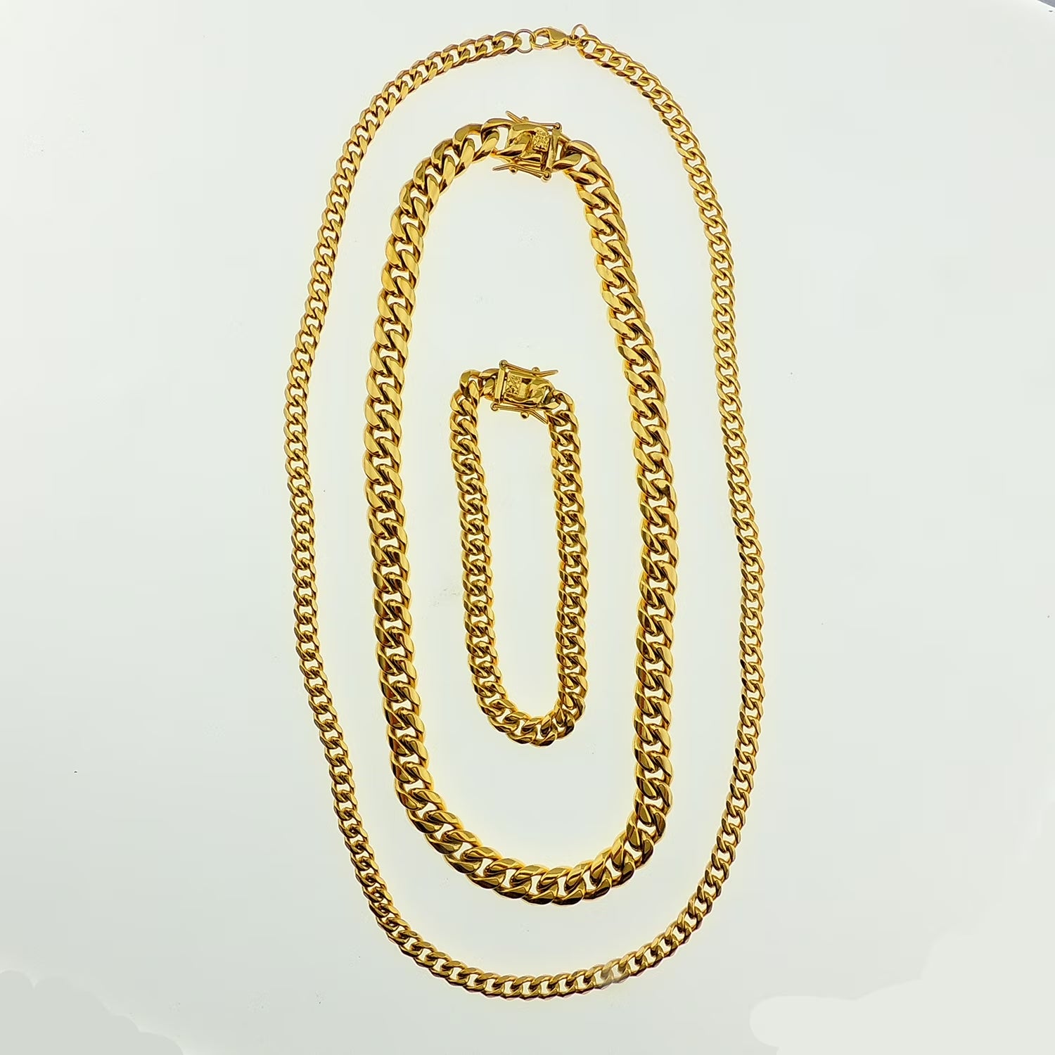 Cuban Link Chain Necklace Gold Stainless Steel Hip Hop Men Women