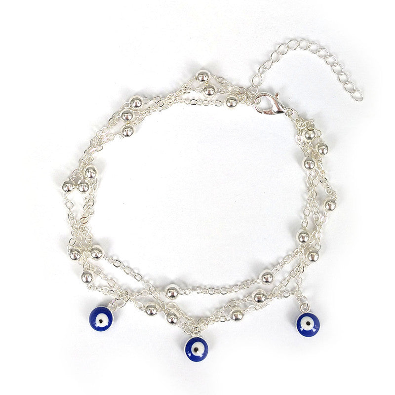 Fashion Jewelry Silver or Gold Tone Turkish Evil Eye Beads Anklet