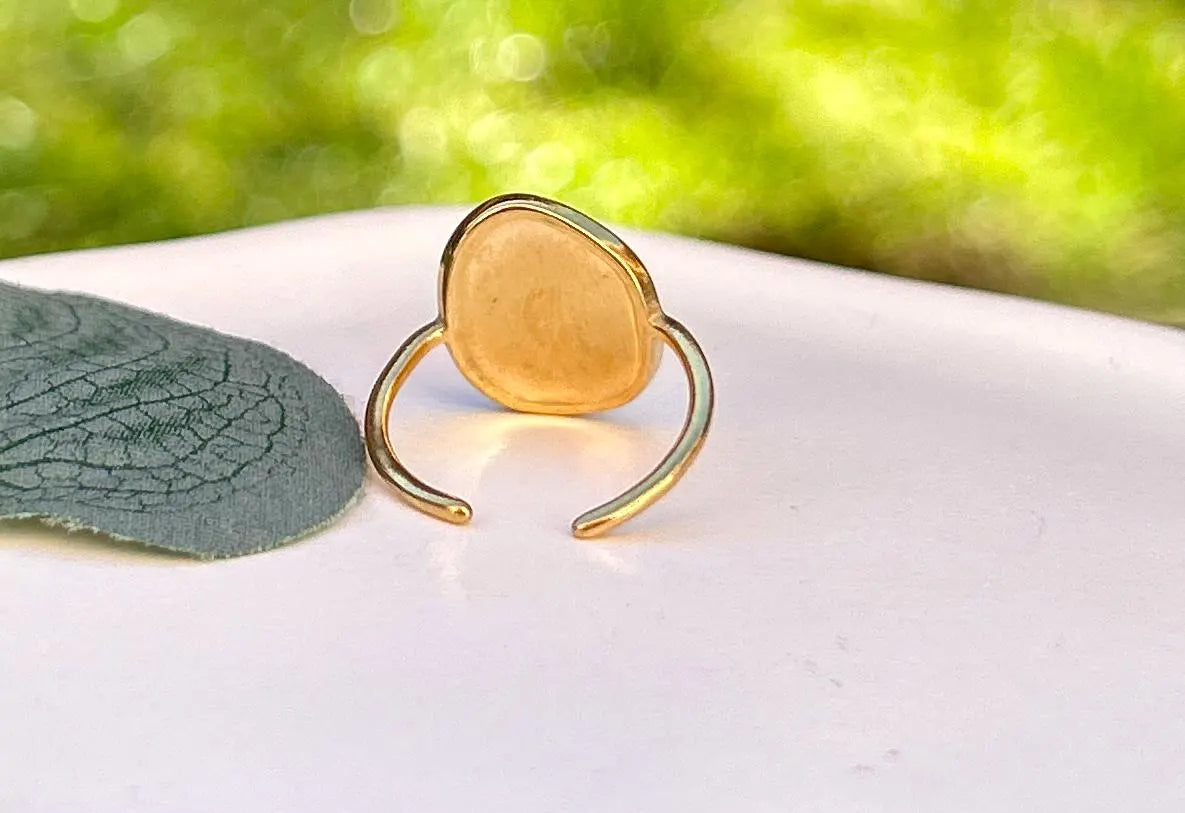 Simple, Chic and Timeless - a Waterproof Gold Ring in an Adjustable Size with a Smooth Gold Disc in an on Trend Irregular Finish