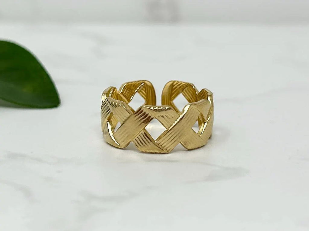 Waterproof Gold Ring, Adjustable Open Ring, Gold Thumb Ring, Tarnish Free Ring, Minimalist Jewellery, Stacking Rings, Twisted Rope Ring